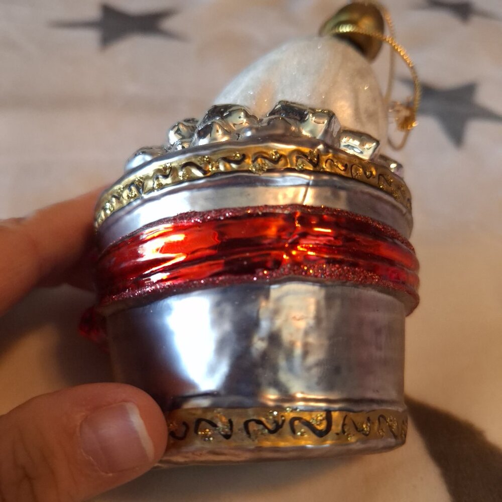 Vintage 2000 Blown Glass Christmas Ornament 6” Champagne in Ice Bucket - Picture 6 of 8